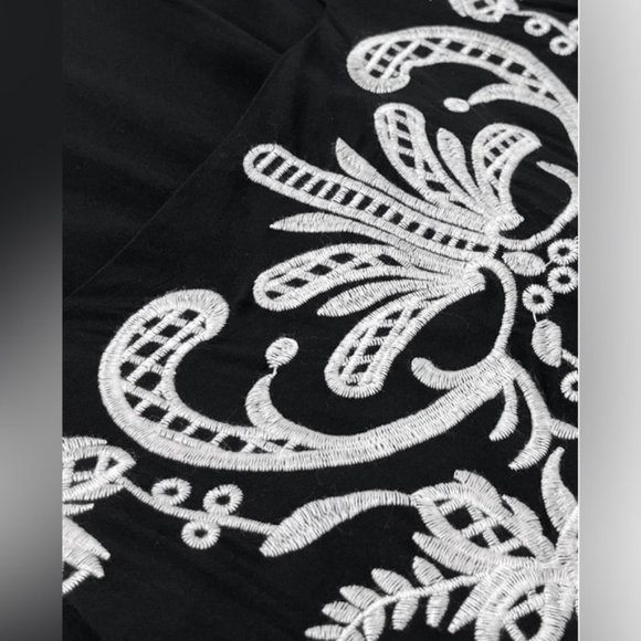 Boho Floral Embroidery Square Neck Ruffle Hem Dress - Picture 6 of 8